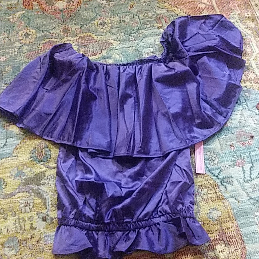 ⭐Rachel lym ruffle top purple swim cover top xs